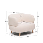 Japandi Sessel Luisa – Bouclé, Ecru, 90 cm – weitere Ansicht