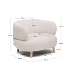 Japandi Sessel Luisa – Chenille, Perle, 90 cm – weitere Ansicht
