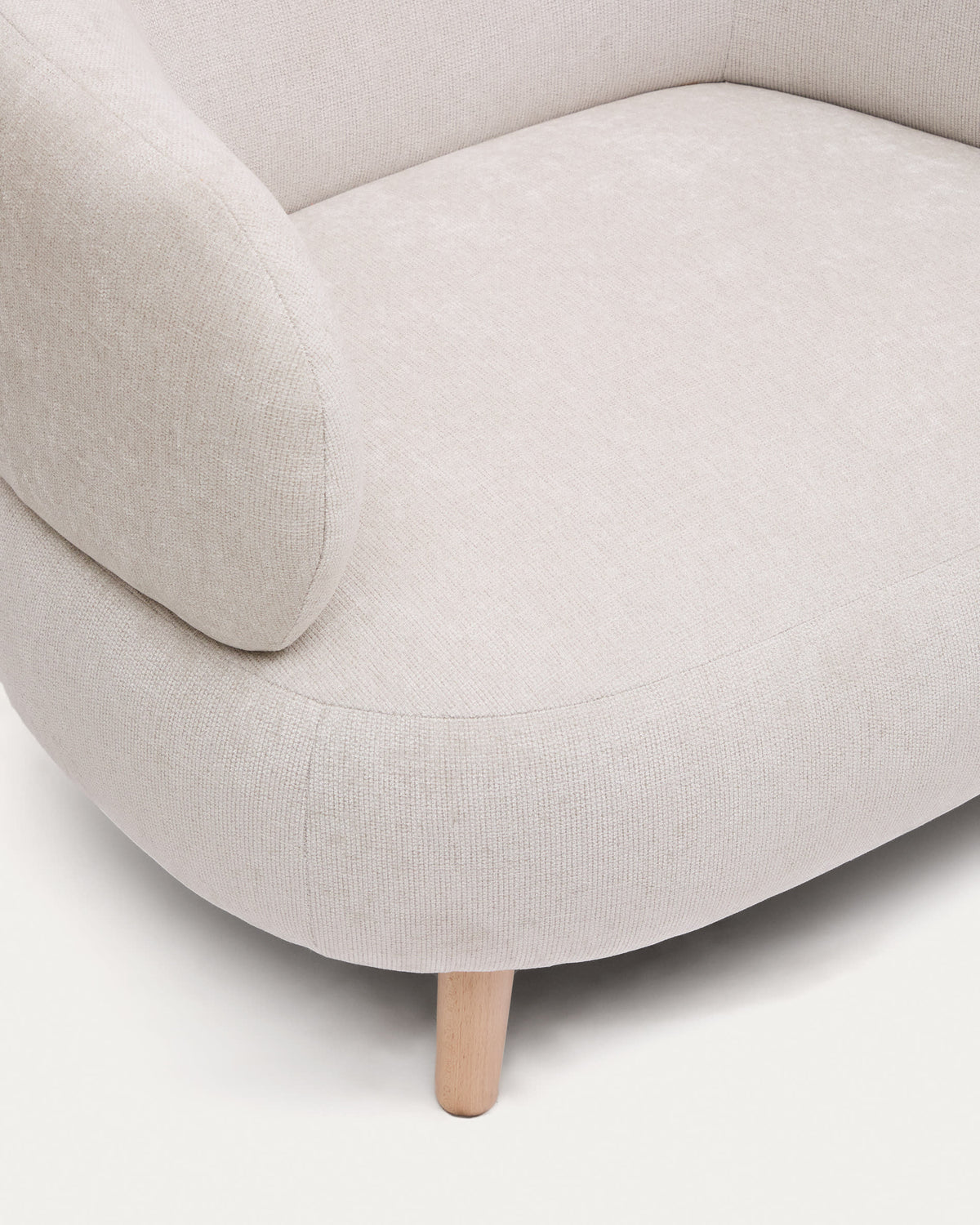 Japandi Sessel Luisa – Chenille, Perle, 90 cm – weitere Ansicht