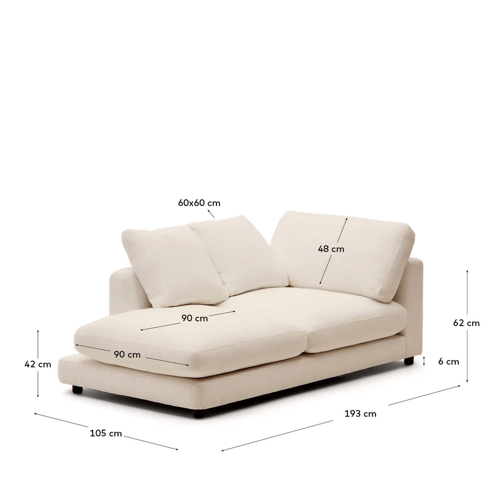 Japandi Chaiselongue Gala links – Chenille, Beige, 193 × 105 cm – weitere Ansicht