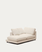 Japandi Chaiselongue Gala links – Chenille, Beige, 193 × 105 cm – Produktansicht
