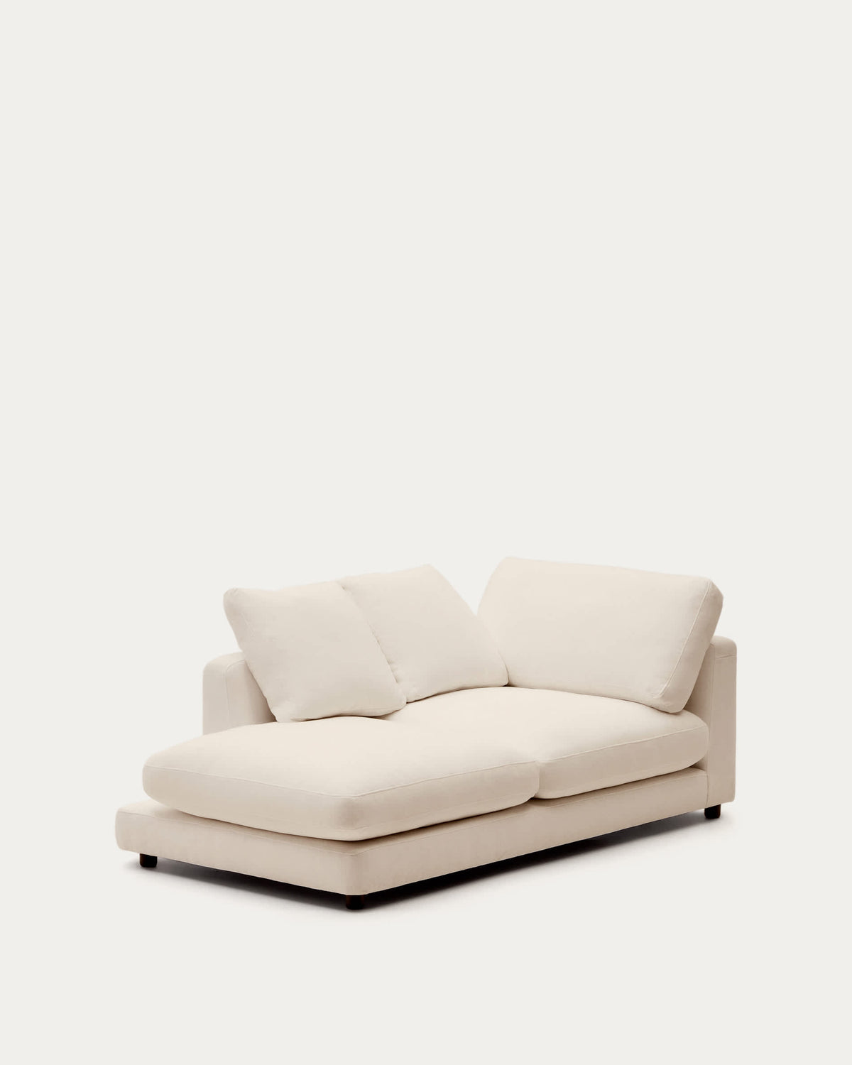 Japandi Chaiselongue Gala links – Chenille, Beige, 193 × 105 cm – Produktansicht