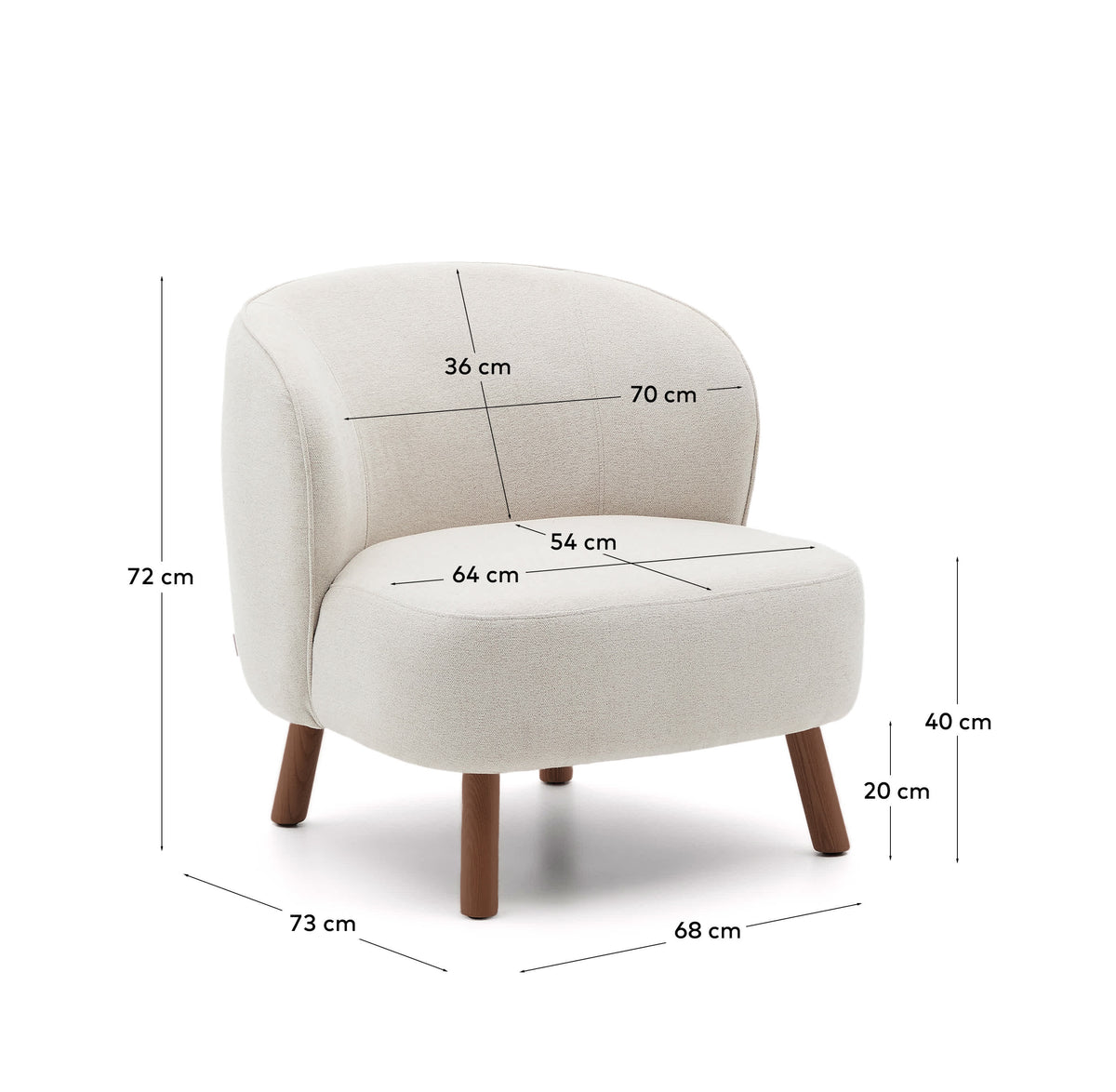 Japandi Sessel Ulit – Nussbaum, Beige – weitere Ansicht
