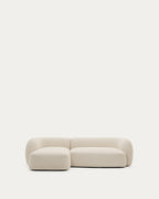 Japandi 3-Sitzer-Modulsofa Martina – Chaiselongue links, Ecru, 287 cm – Produktansicht