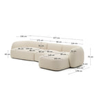 Japandi 4-Sitzer-Modulsofa Martina – Chaiselongue rechts, Ecru, 377 cm – weitere Ansicht