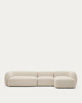 Japandi 4-Sitzer-Modulsofa Martina – Chaiselongue rechts, Ecru, 377 cm – Produktansicht