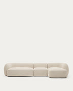 Japandi 4-Sitzer-Modulsofa Martina – Chaiselongue rechts, Ecru, 377 cm – Produktansicht
