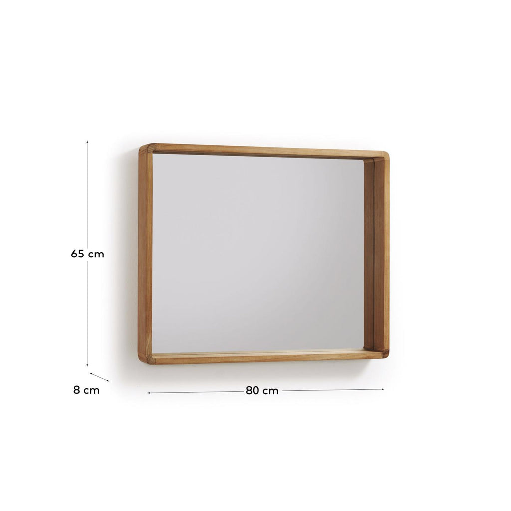 Japandi Spiegel Kuveni – Glas, Braun, 80 × 65 cm – weitere Ansicht