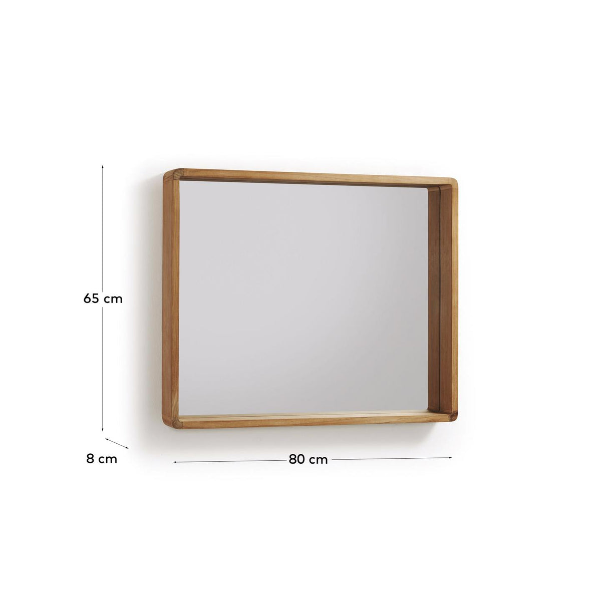 Japandi Spiegel Kuveni – Glas, Braun, 80 × 65 cm – weitere Ansicht