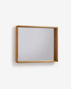 Japandi Spiegel Kuveni – Glas, Braun, 80 × 65 cm – weitere Ansicht