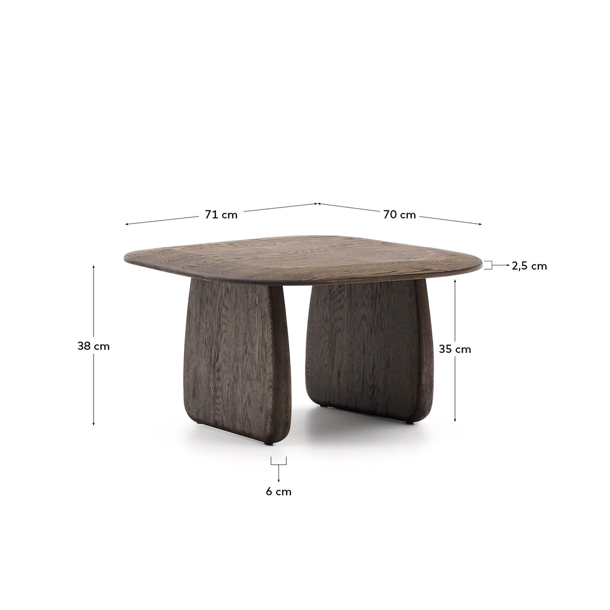 Japandi Beistelltisch Pirita – Eiche, Dunkelbraun, 71 × 70 cm – weitere Ansicht