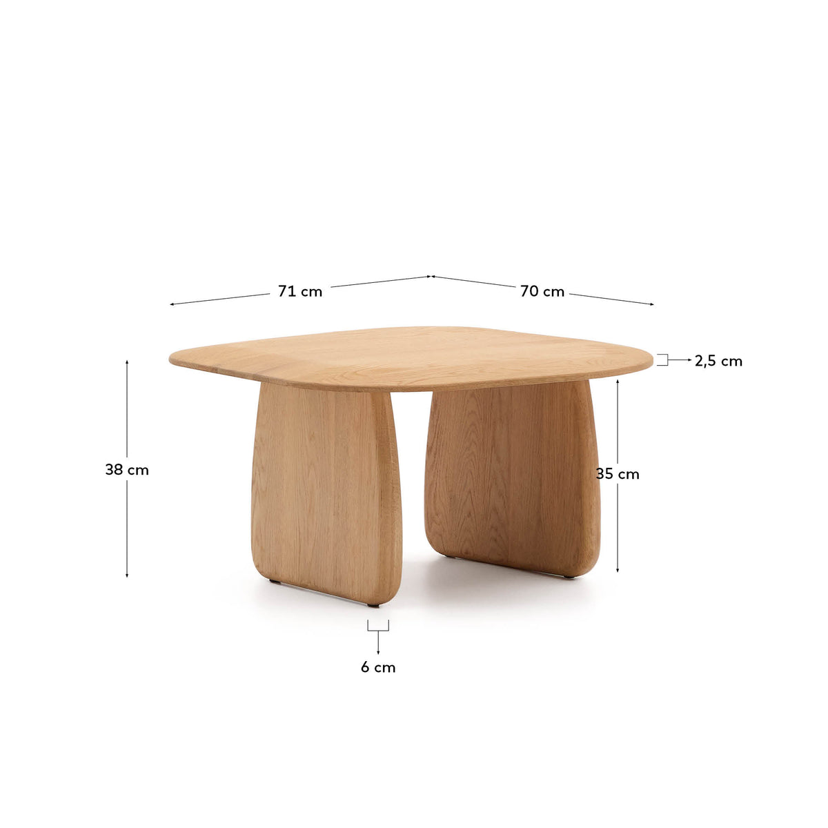 Japandi Beistelltisch Pirita – Eiche, Natur, 71 × 70 cm – weitere Ansicht