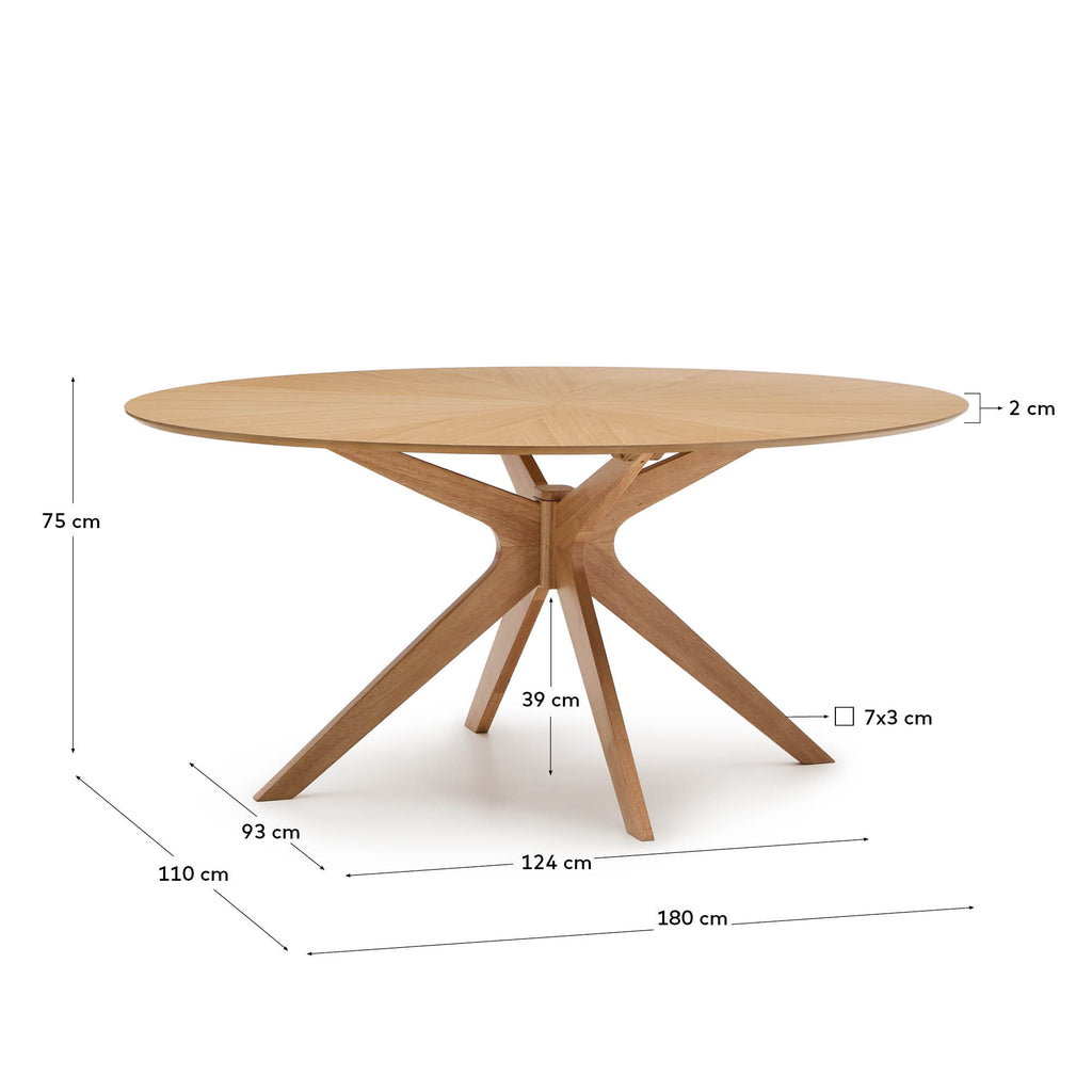 Japandi Esstisch Naanim – Eichenfurnier, Braun, 180 × 110 cm – weitere Ansicht