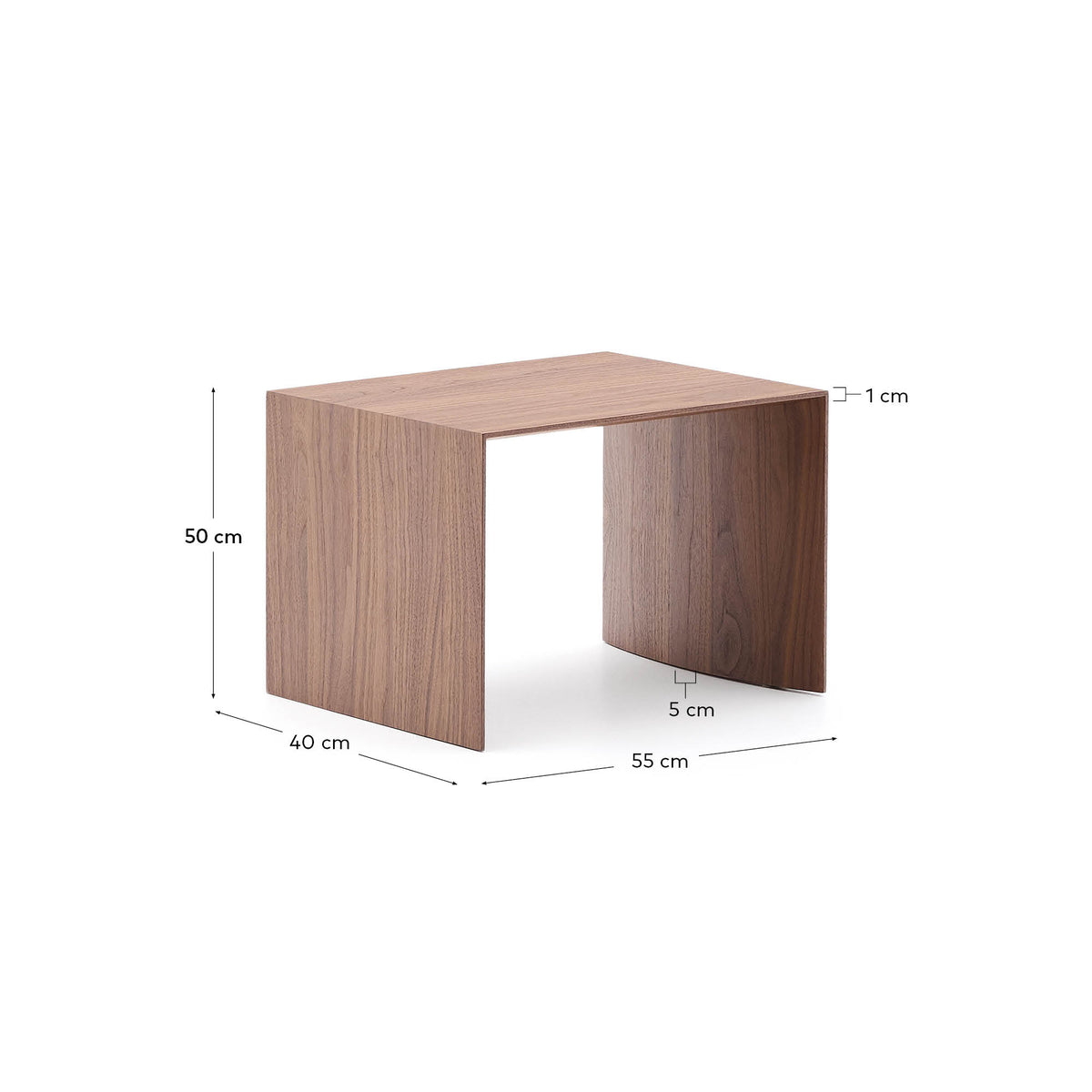 Japandi Beistelltisch Litto – Walnussfurnier, Braun, 55 × 40 cm – weitere Ansicht
