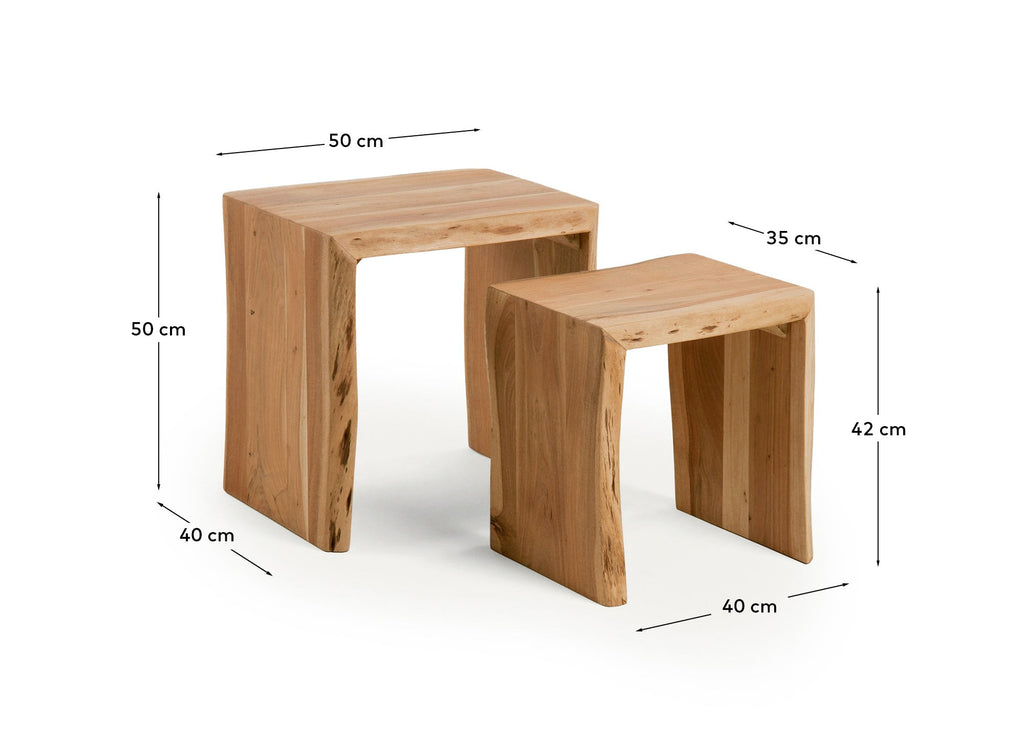 Japandi Beistelltisch Lomiri – Akazie, Natur, 34 × 42 cm – weitere Ansicht