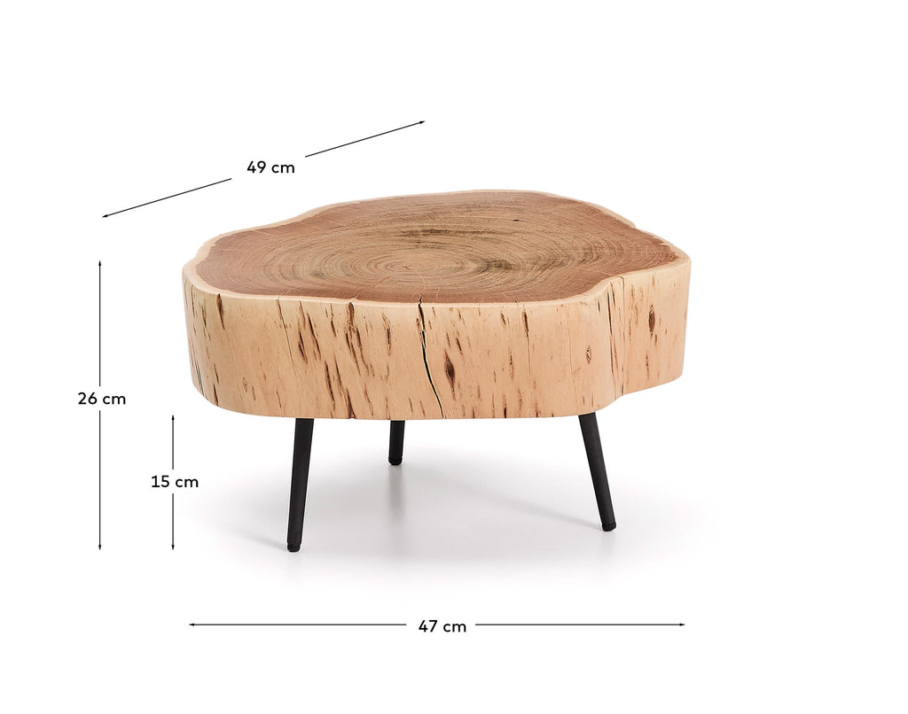Japandi Couchtisch Tavine – Akazie, Schwarz, Ø 49 cm – weitere Ansicht