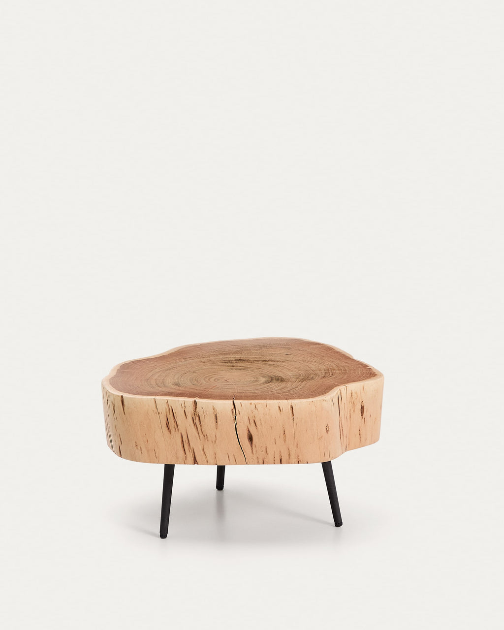 Japandi Couchtisch Tavine – Akazie, Schwarz, Ø 49 cm – Produktansicht