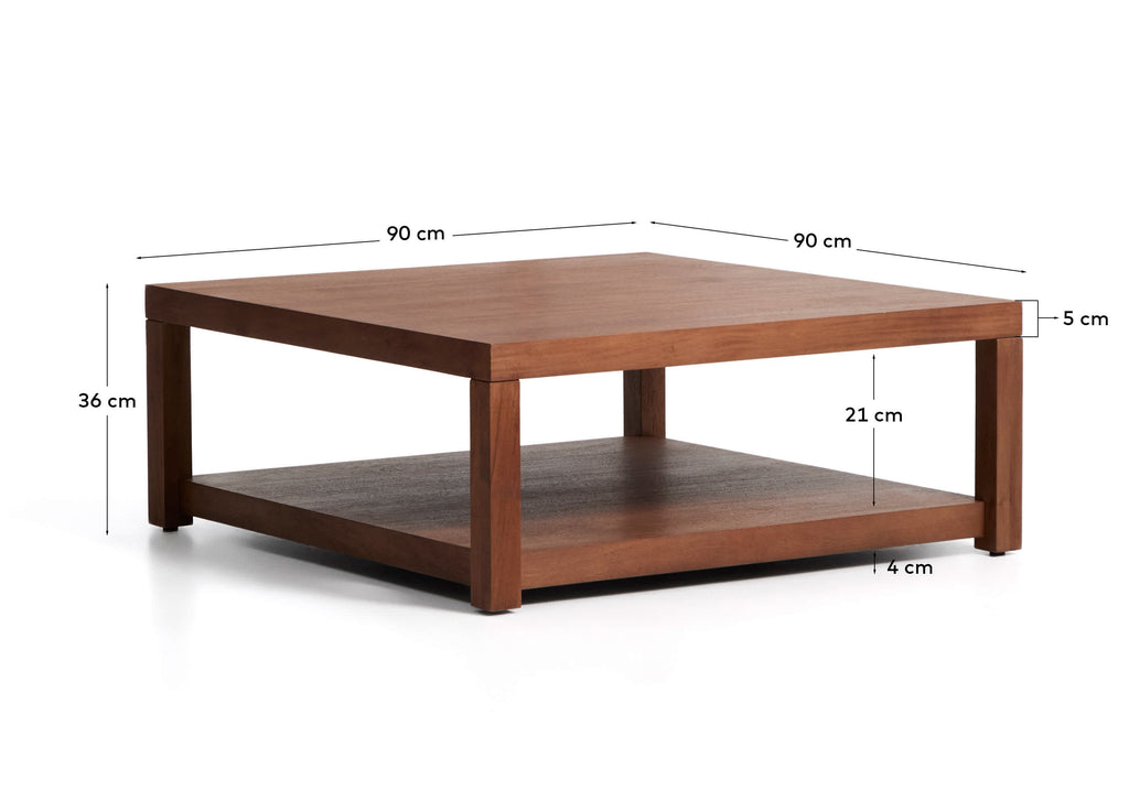 Japandi Beistelltisch Norani – Akazie, Braun, 90 × 90 cm – weitere Ansicht
