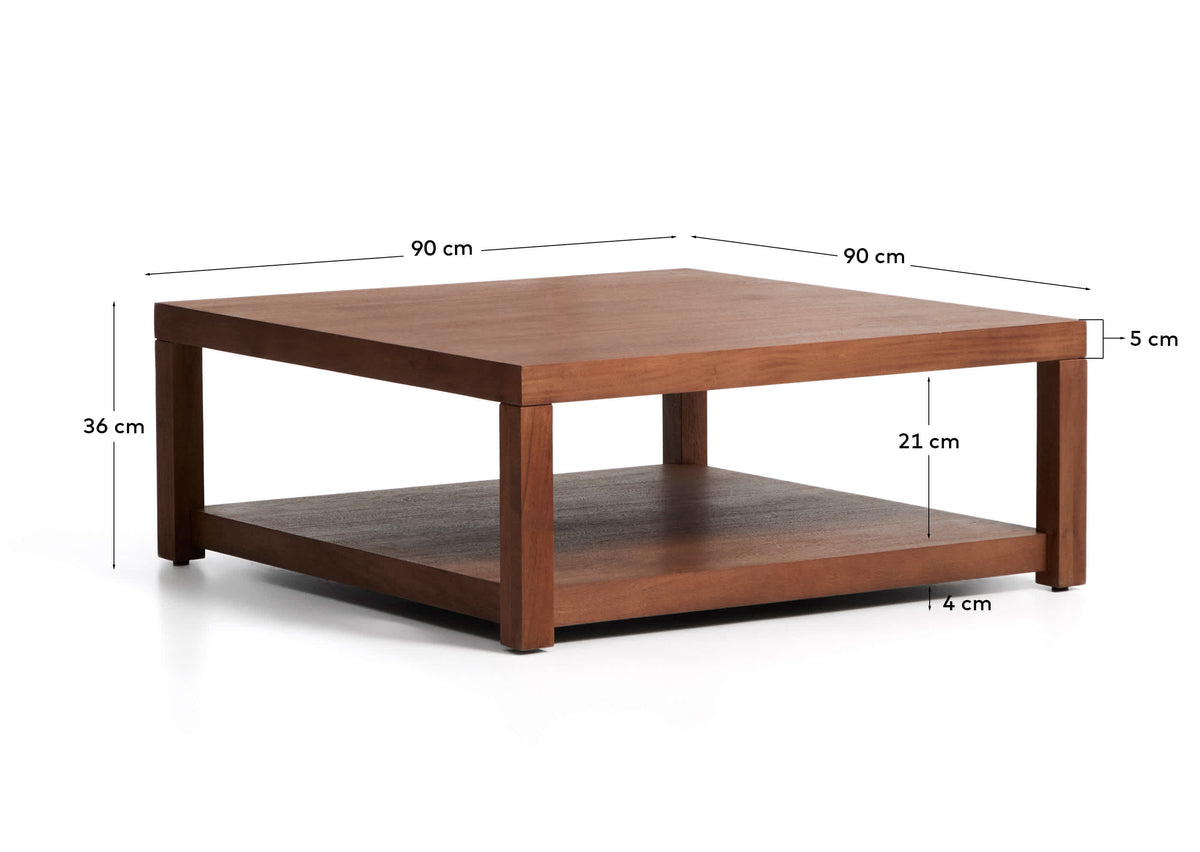 Japandi Beistelltisch Norani – Akazie, Braun, 90 × 90 cm – weitere Ansicht