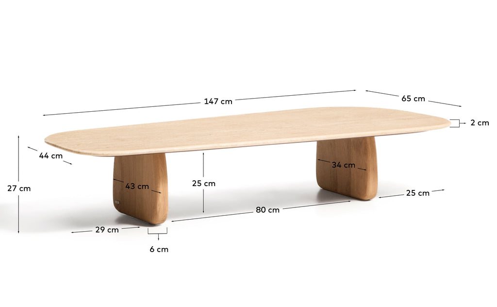 Japandi Couchtisch Pirita – Marmor, Beige, 147 × 65 cm – weitere Ansicht