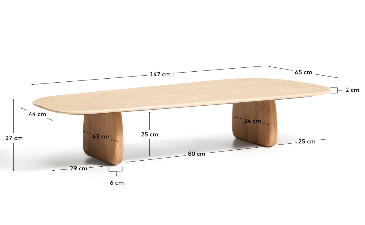Japandi Couchtisch Pirita – Marmor, Beige, 147 × 65 cm – weitere Ansicht