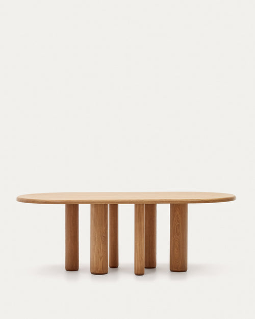 Japandi Esstisch Mailen – Eschenfurnier, Natur, Ø 220 × 105 cm – Produktansicht