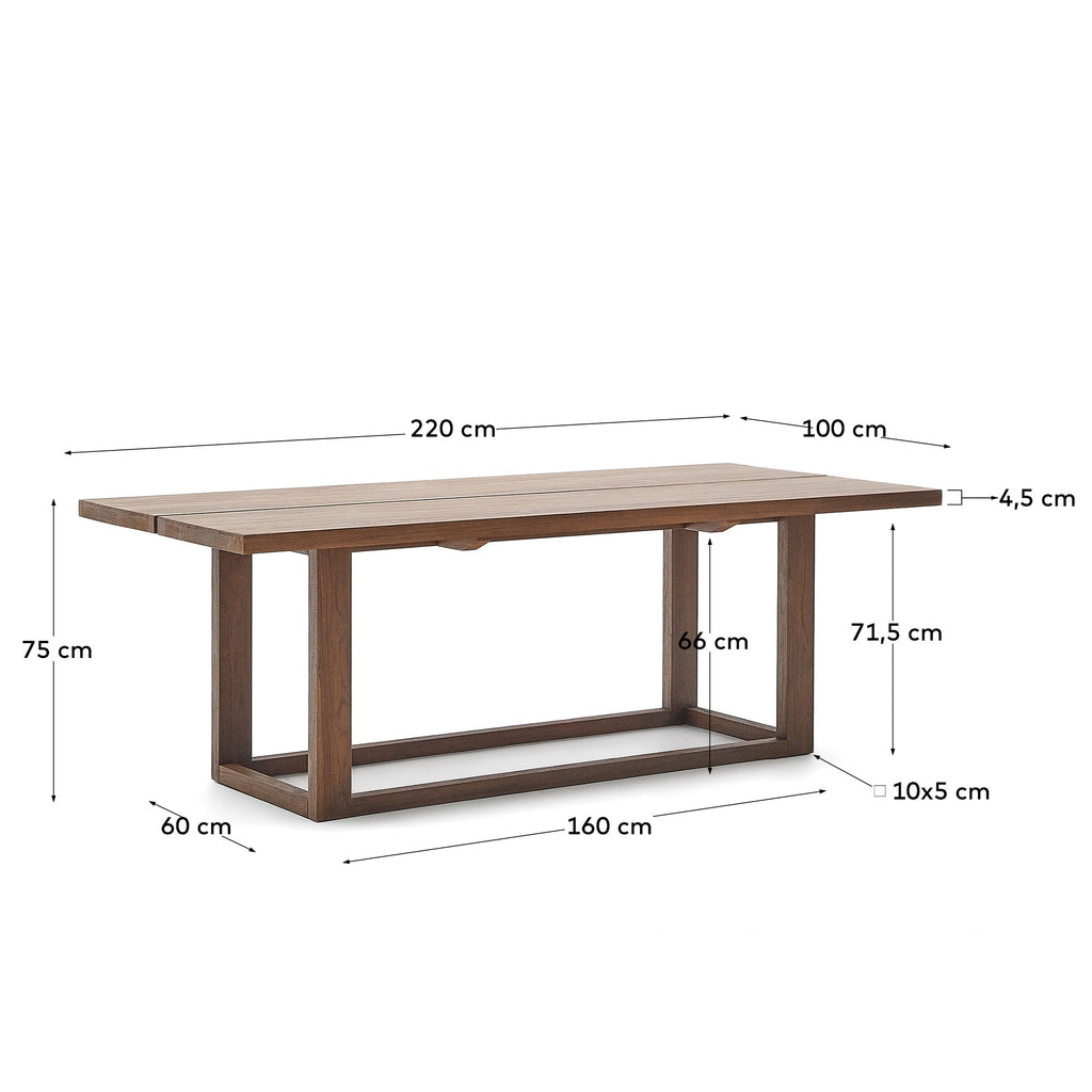 Japandi Esstisch Sashi – Teakholz, Braun, 220 × 100 cm – weitere Ansicht