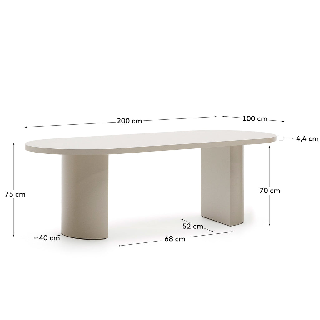 Japandi Esstisch Nealy – Holzwerkstoff, Weiß, 200 × 100 cm – weitere Ansicht