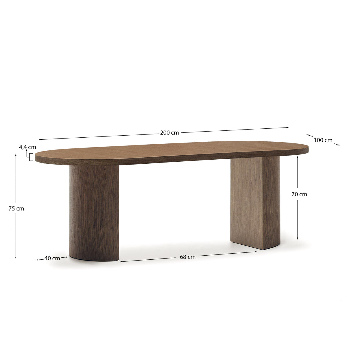 Japandi Esstisch Nealy – Holzwerkstoff, Braun, 200 × 100 cm – weitere Ansicht