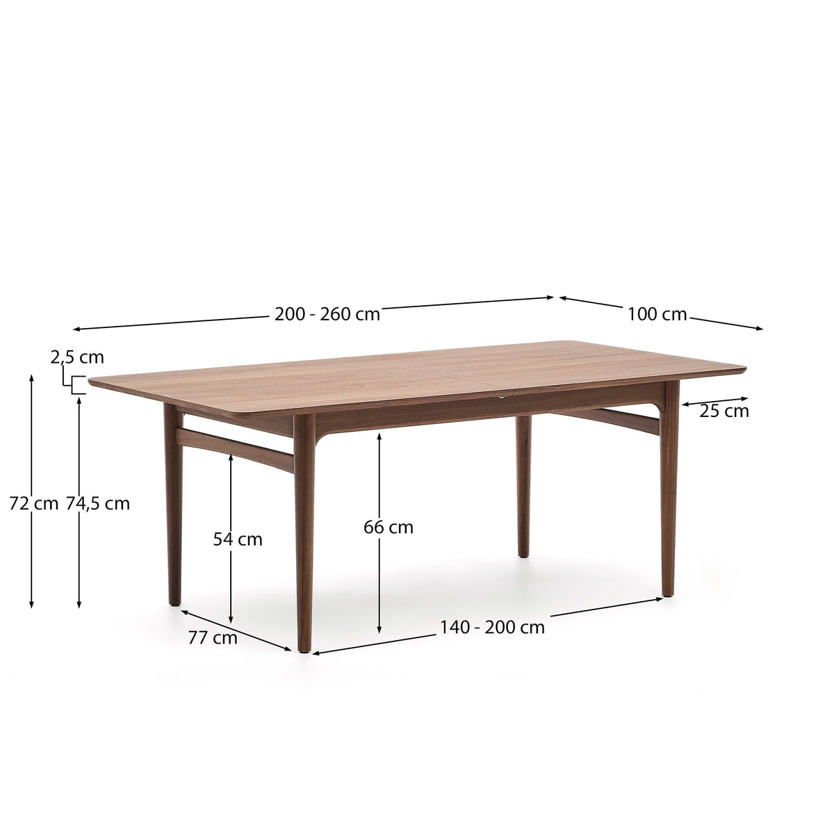 Japandi Ausziehtisch Elan – Massivholz, Natur, 200–260 × 100 cm – weitere Ansicht