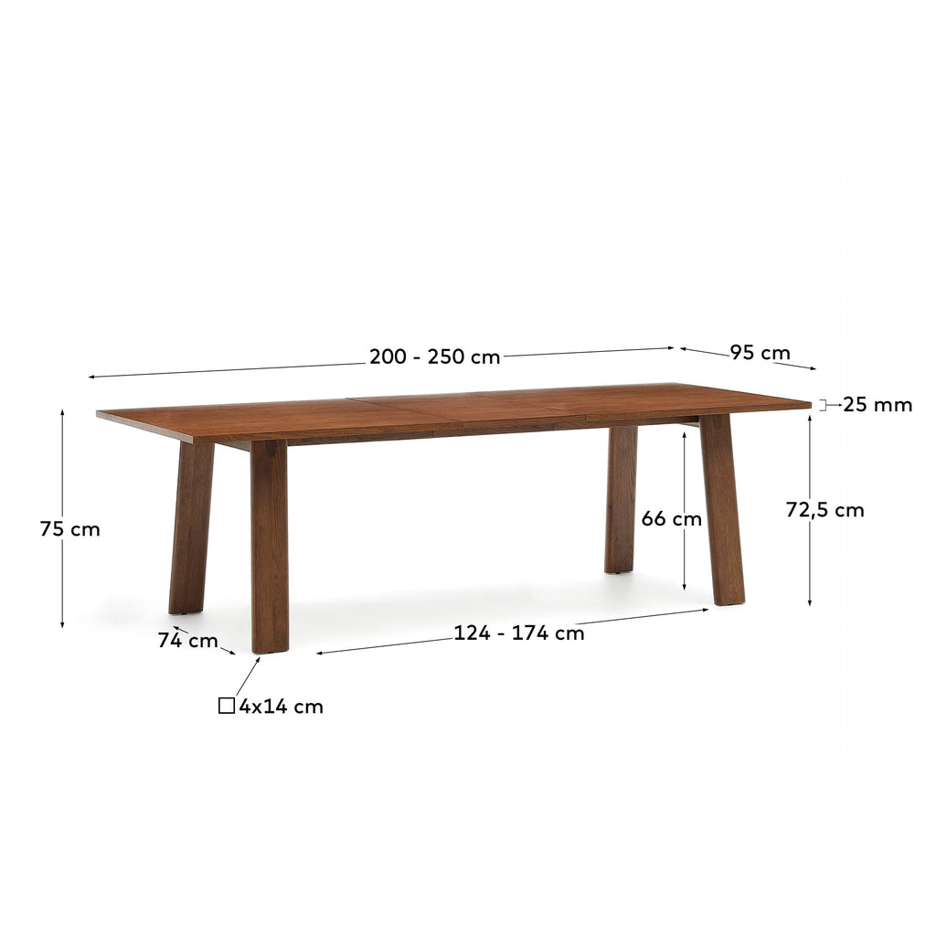 Japandi Ausziehtisch Arlen – Eiche, Nussbaum, 200–250 × 95 cm – weitere Ansicht