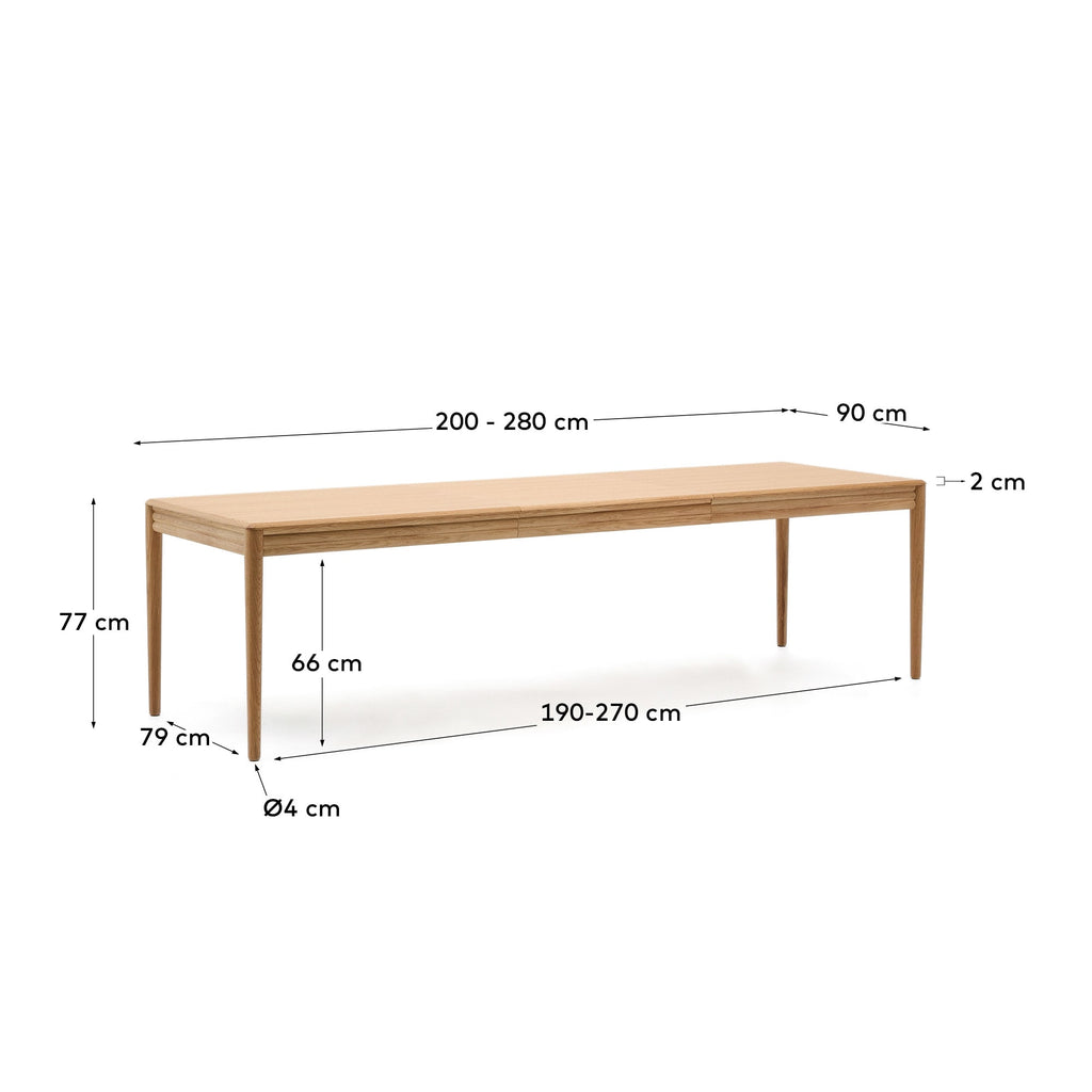 Japandi Ausziehtisch Lenon – Eiche, Natur, 200–280 × 90 cm – weitere Ansicht