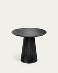 Japandi Esstisch Jeanette – Massivholz, Schwarz, Ø 90 cm – Produktansicht