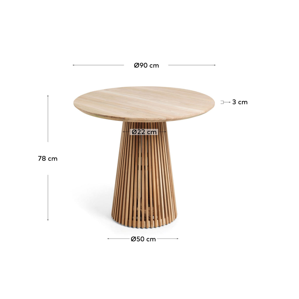 Japandi Esstisch Jeanette – Teakholz, Braun, Ø 90 cm – weitere Ansicht
