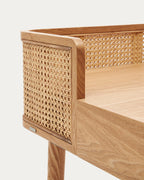 Japandi Schreibtisch Araxi – Eschenfurnier, Natur, 105 × 62 cm – weitere Ansicht