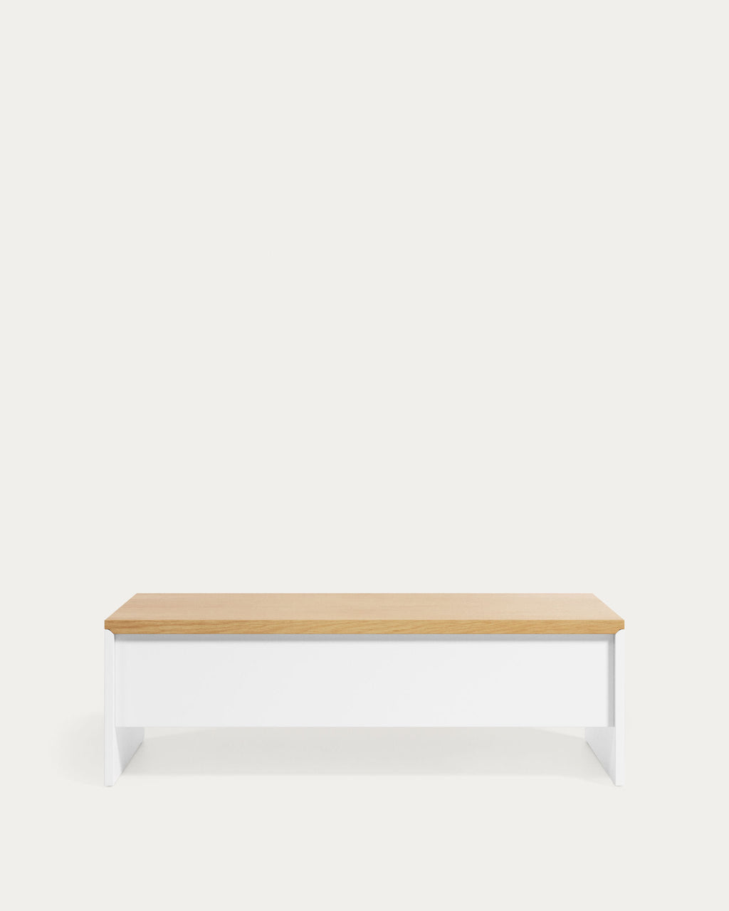 Japandi Couchtisch Abilen – Eichenfurnier, Weiß, 110 × 60 cm – Produktansicht