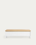 Japandi Couchtisch Abilen – Eichenfurnier, Weiß, 110 × 60 cm – Produktansicht