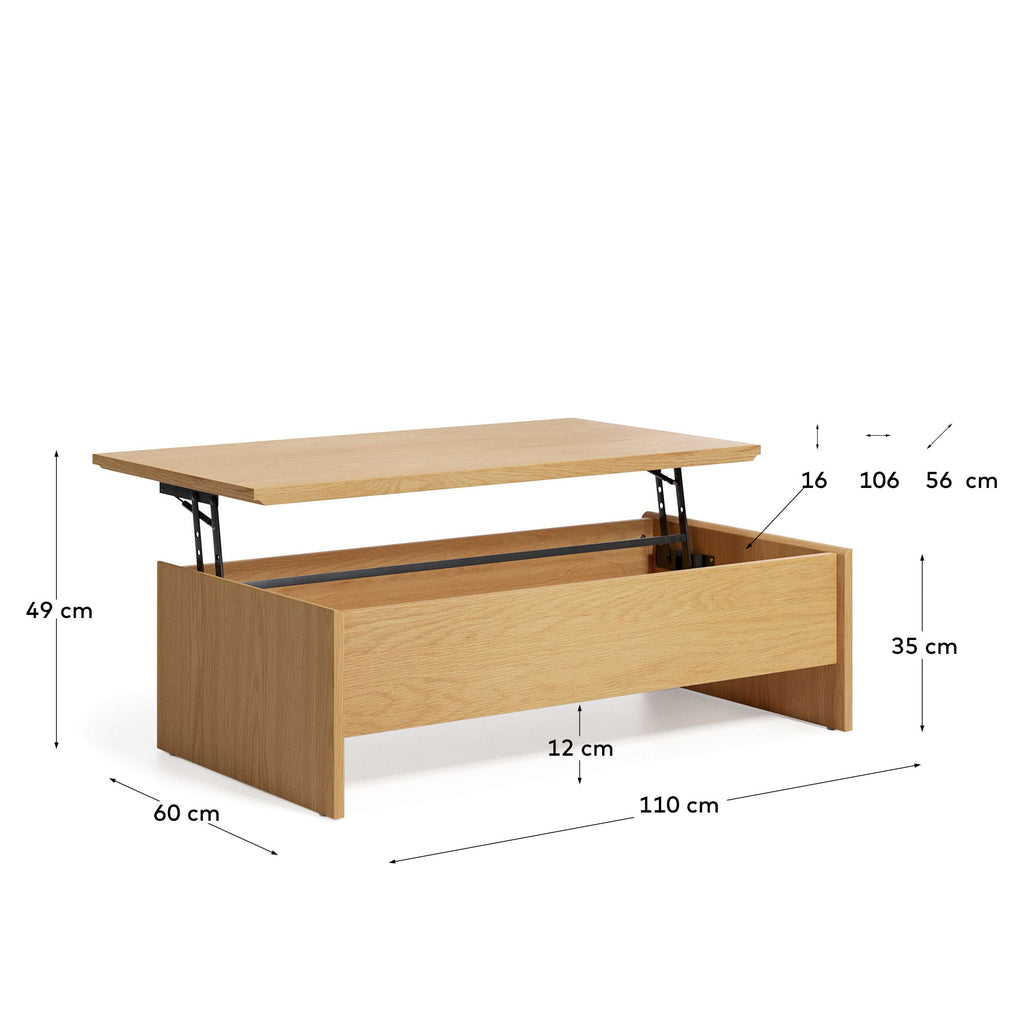 Japandi Couchtisch Abilen – Eichenfurnier, Natur, 110 × 60 cm – weitere Ansicht
