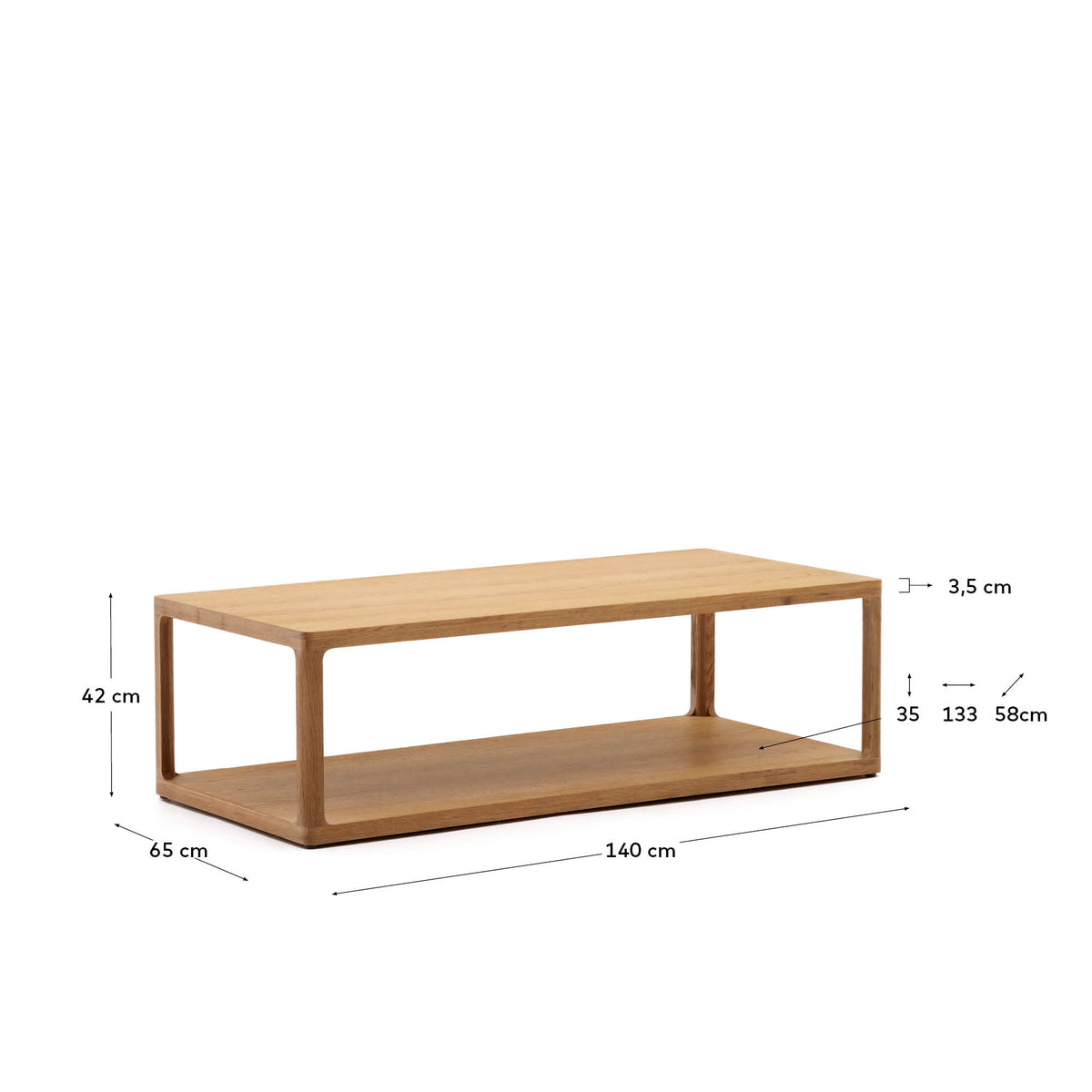 Japandi Couchtisch Maymai – Eiche, Braun, 140 × 65 cm – weitere Ansicht