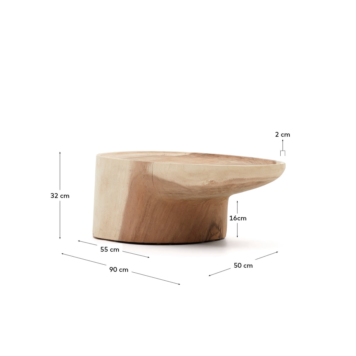 Japandi Couchtisch Mosi – Massivholz, Natur, Ø 90 × 50 cm – weitere Ansicht