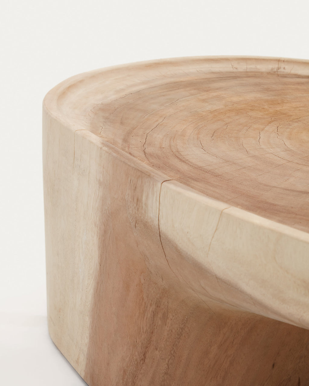 Japandi Couchtisch Mosi – Massivholz, Natur, Ø 90 × 50 cm – weitere Ansicht