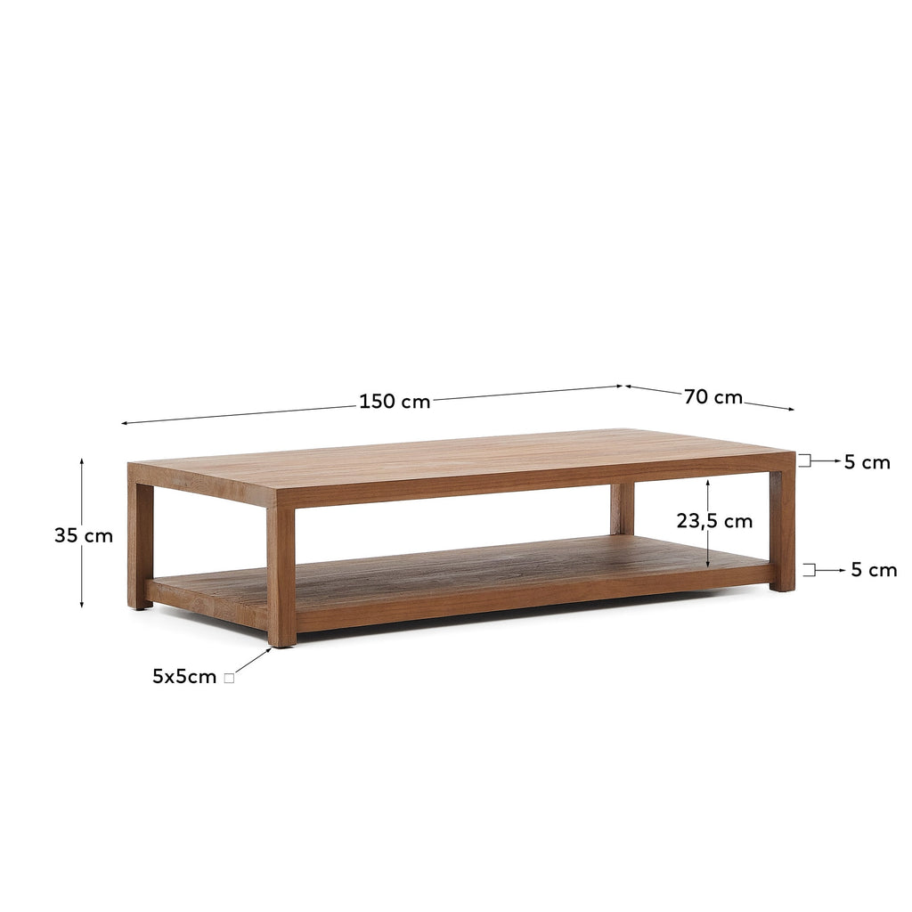 Japandi Couchtisch Sashi – Teakholz, Braun, 150 × 70 cm – weitere Ansicht