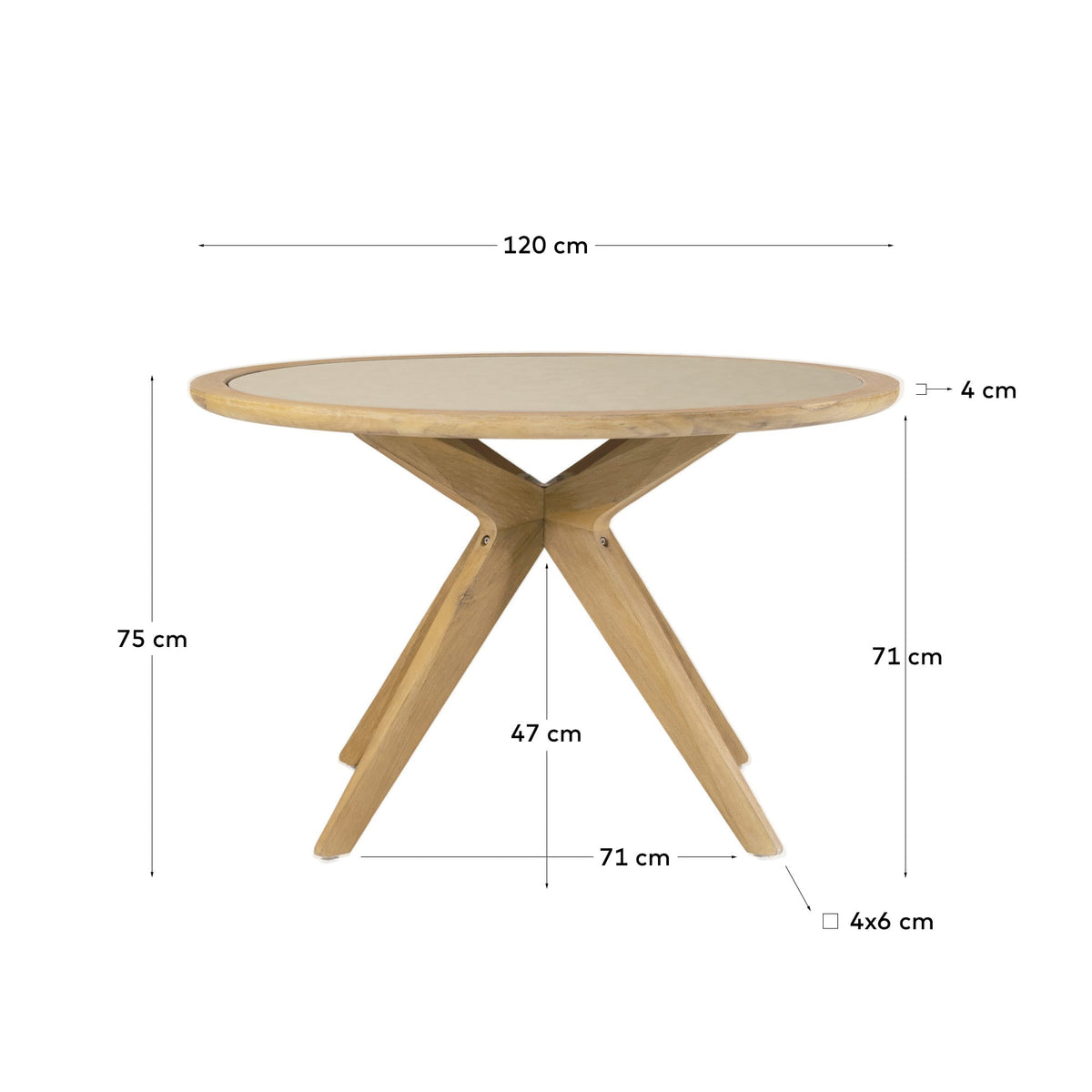 Japandi Esstisch Julieta – Akazie, Beige, Ø 120 cm – weitere Ansicht