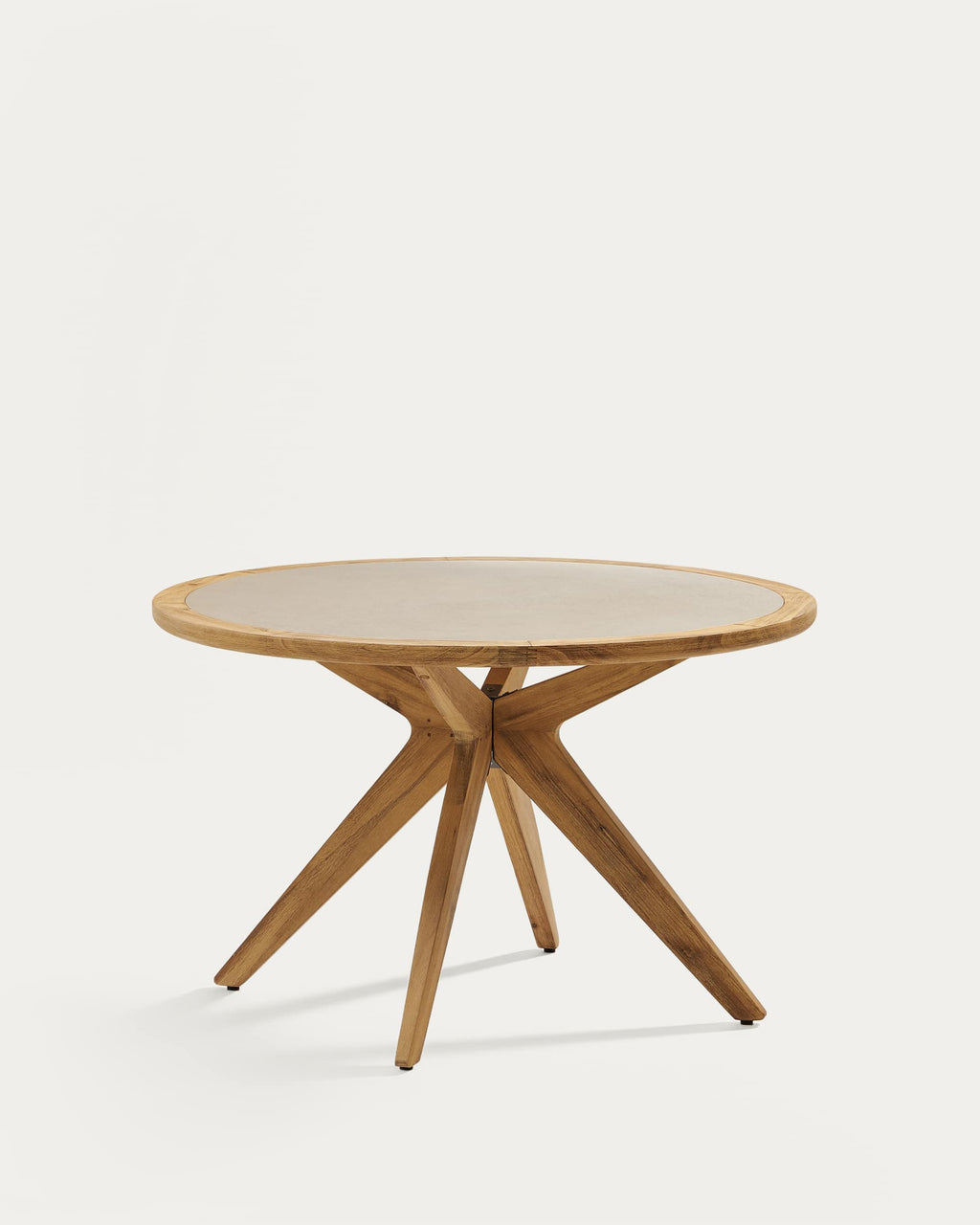 Japandi Esstisch Julieta – Akazie, Beige, Ø 120 cm – Produktansicht